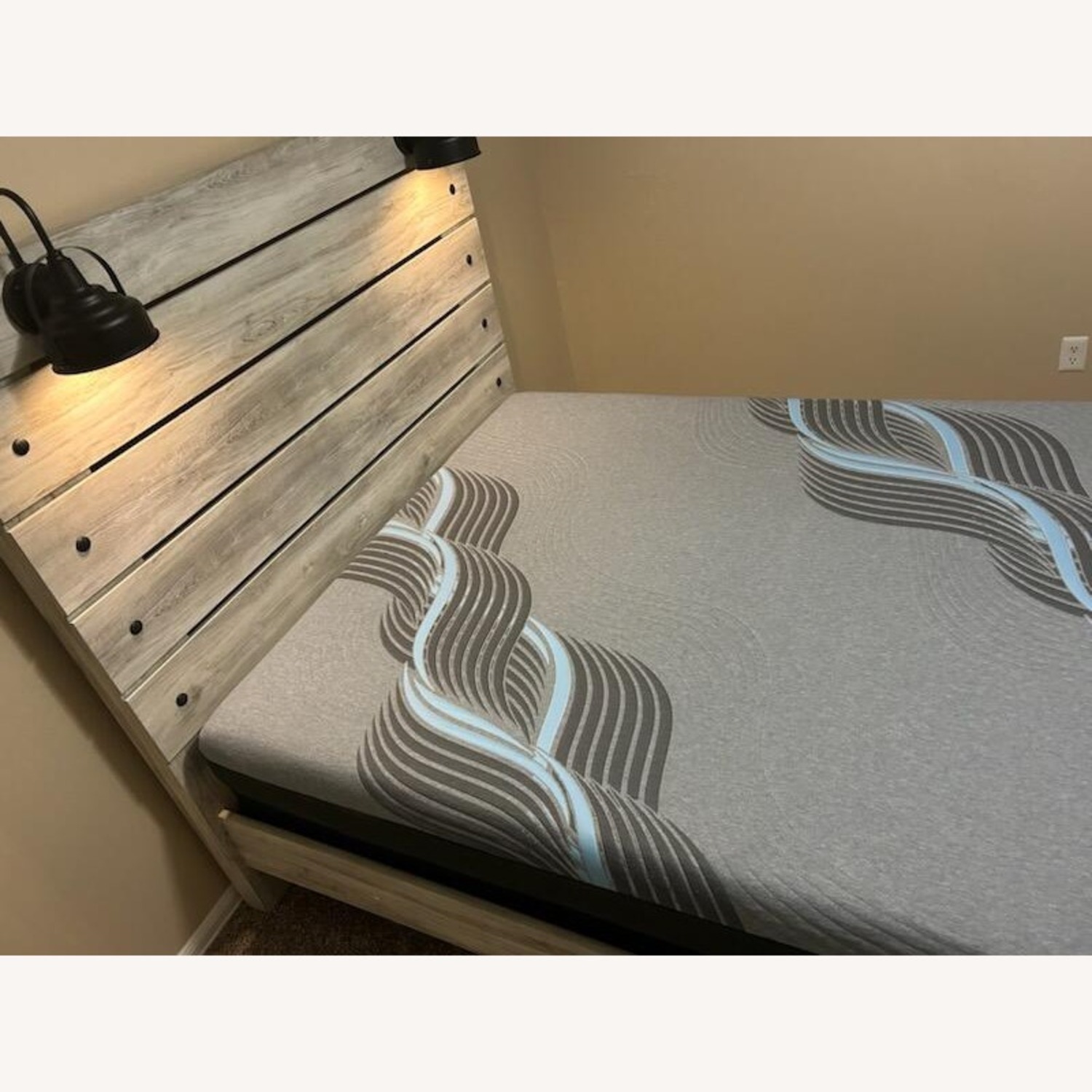 Camel Back Dark Grey Wooden Bed - image-2