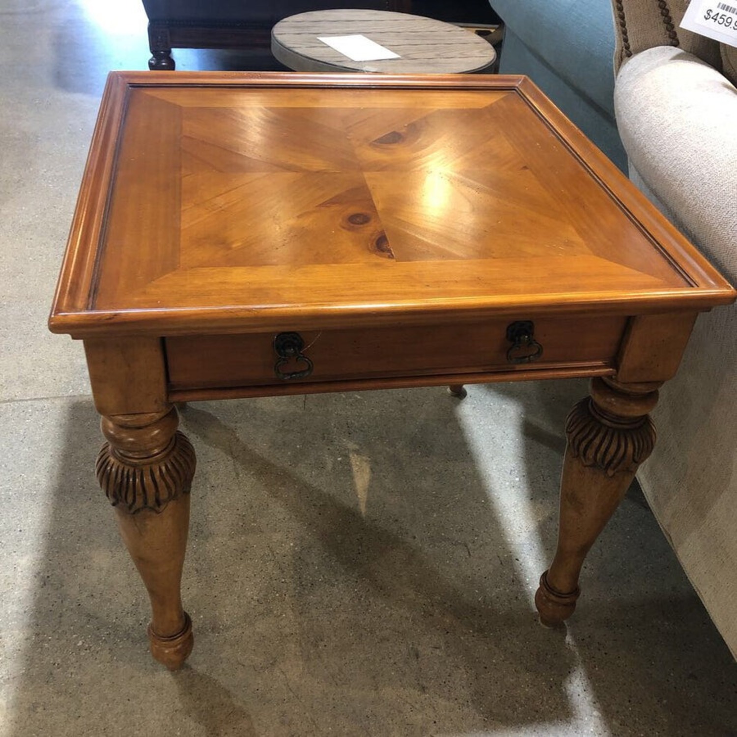 American Signature Warm Pine 1-Drawer Side Table - image-1