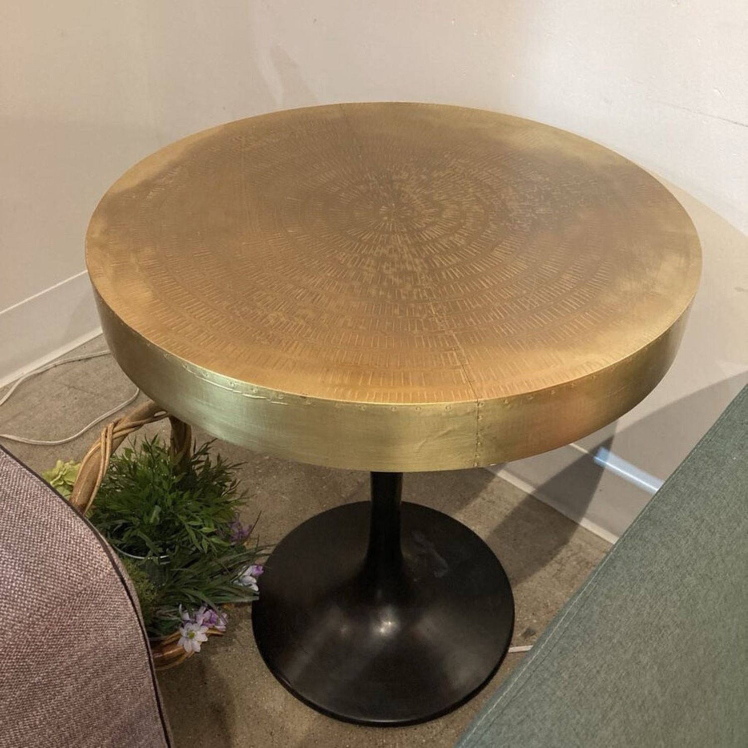 Daryl Gold Top Tulip Pedestal Side Table - image-2