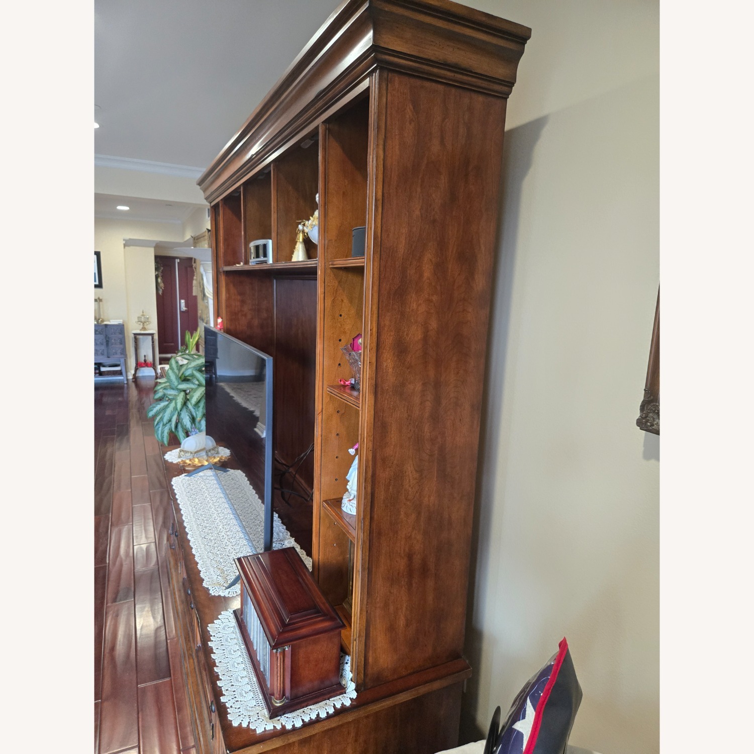 Dark Brown Wood Wall Unit - image-2