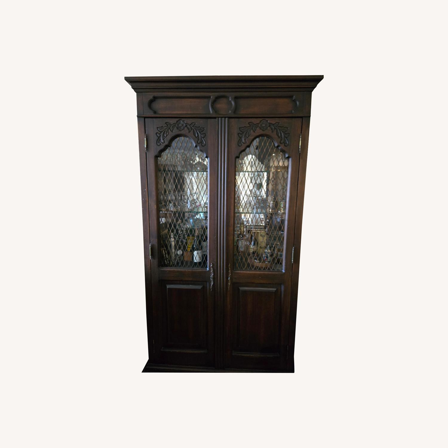 Custom Made Dark Brown Wood Bar Cart - image-0