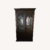 Custom Made Dark Brown Wood Bar Cart