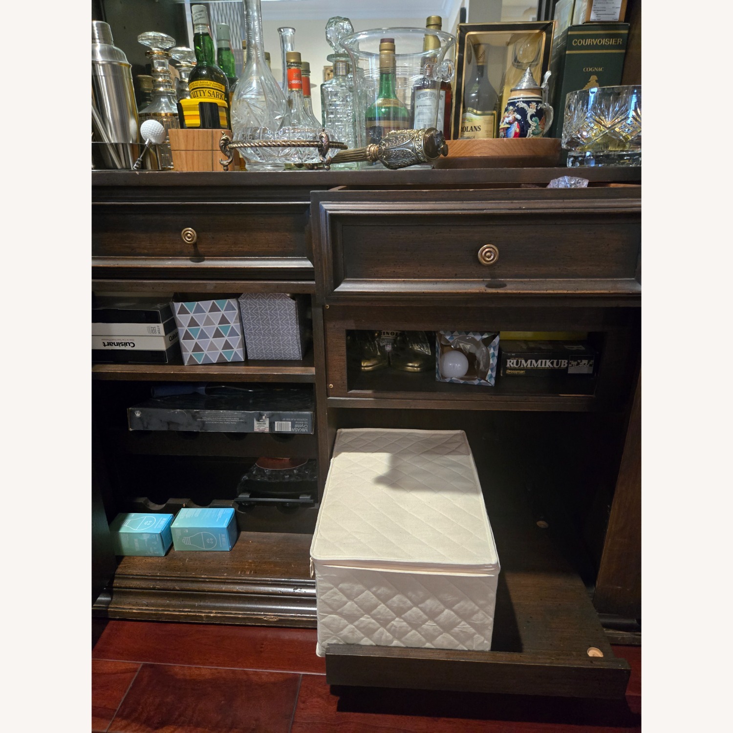 Custom Made Dark Brown Wood Bar Cart - image-4