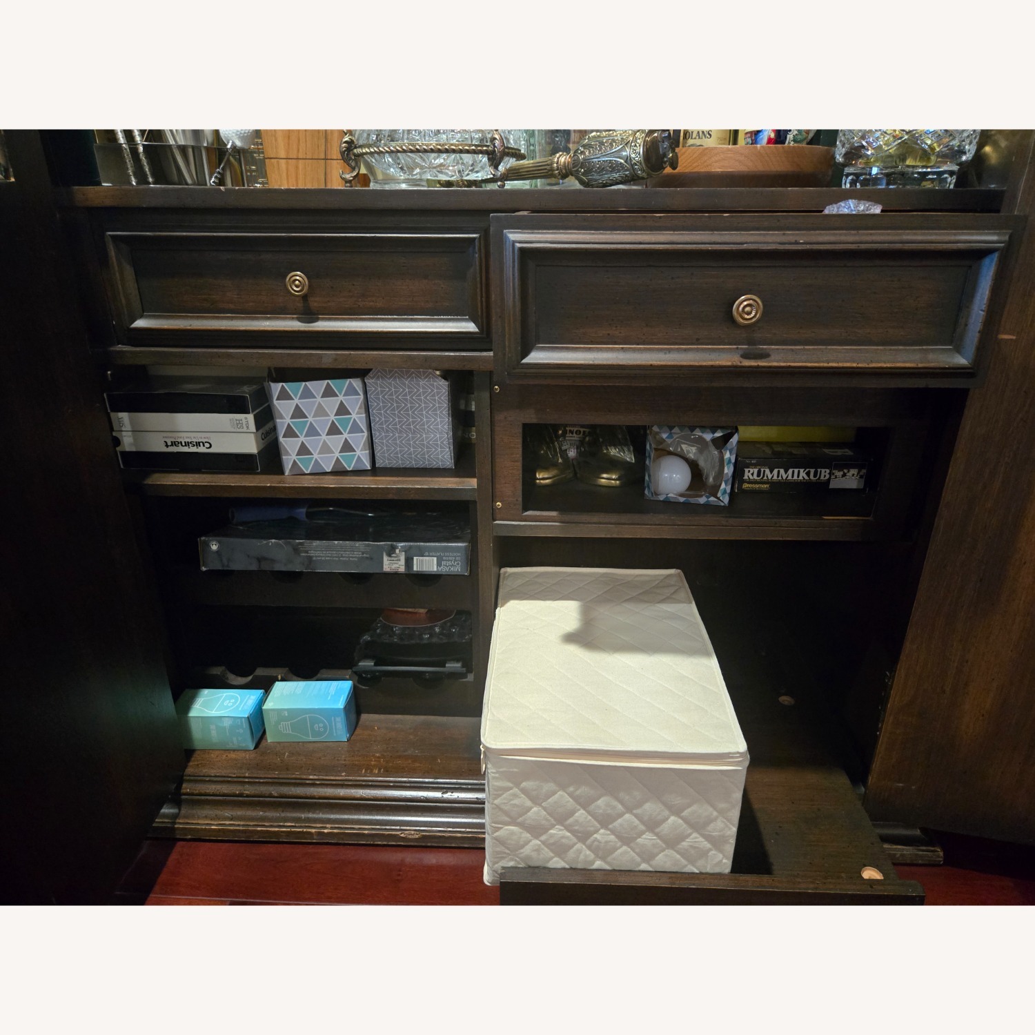 Custom Made Dark Brown Wood Bar Cart - image-2