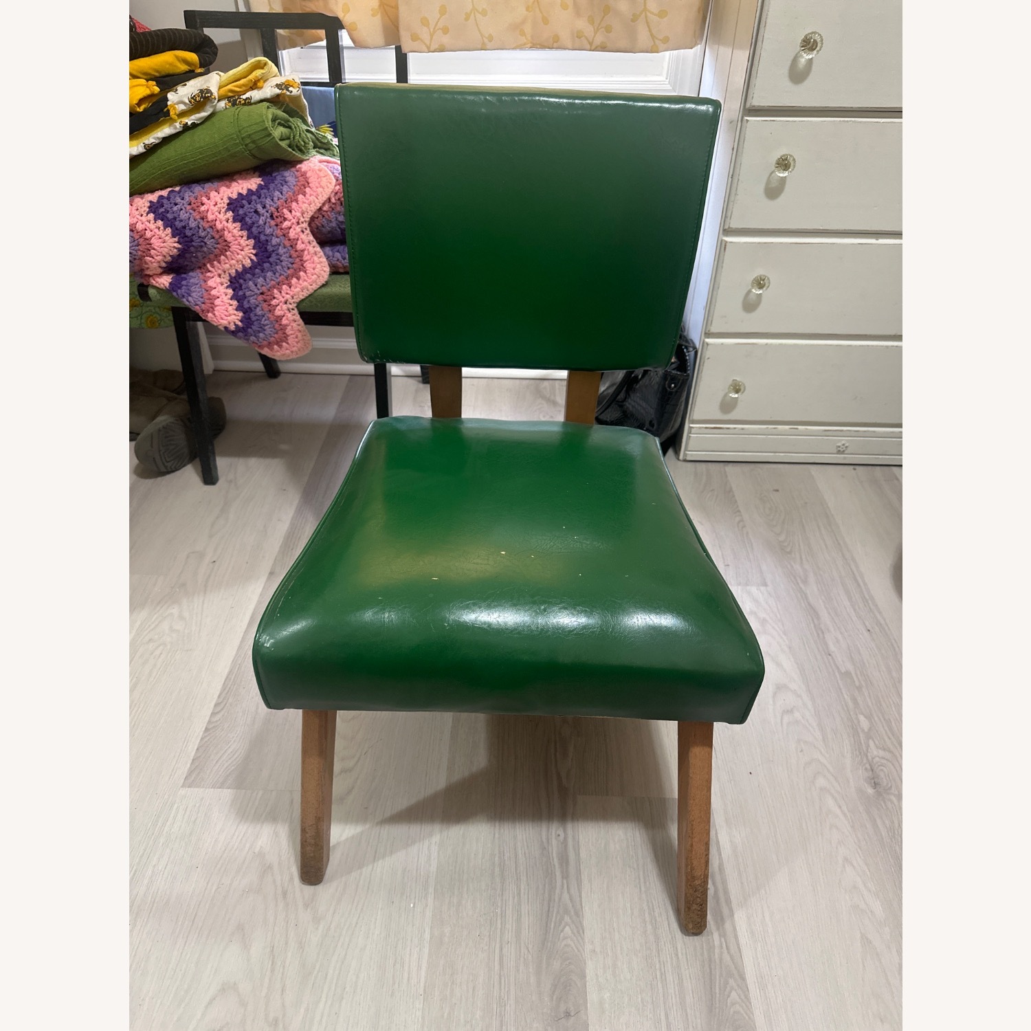 Red and Kelly Green Vinyl Accent Chairs - image-2