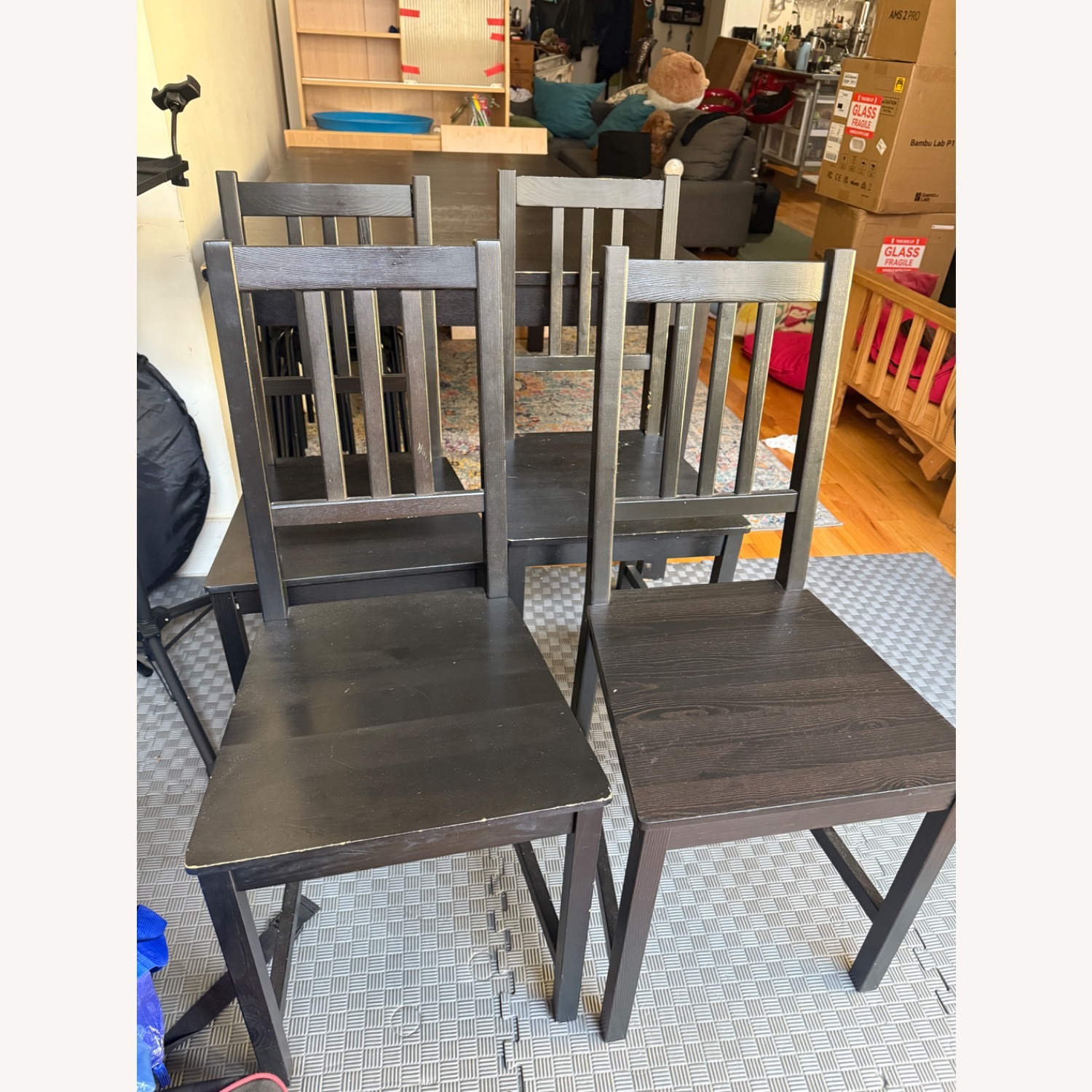 IKEA Bjursta Black Wood Dining Table - image-9