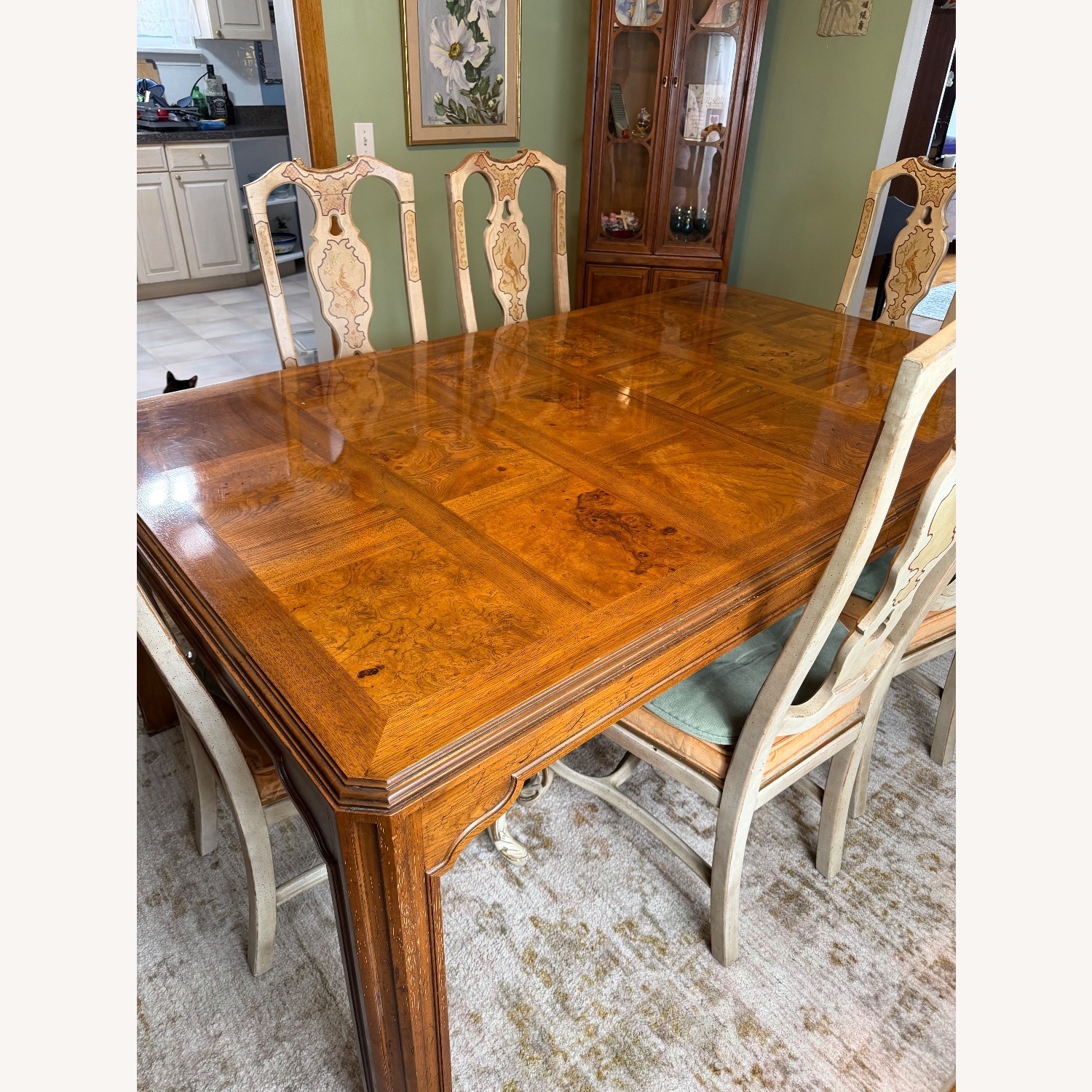 Drexel Light Brown Wood Dining Table and Chairs - image-9
