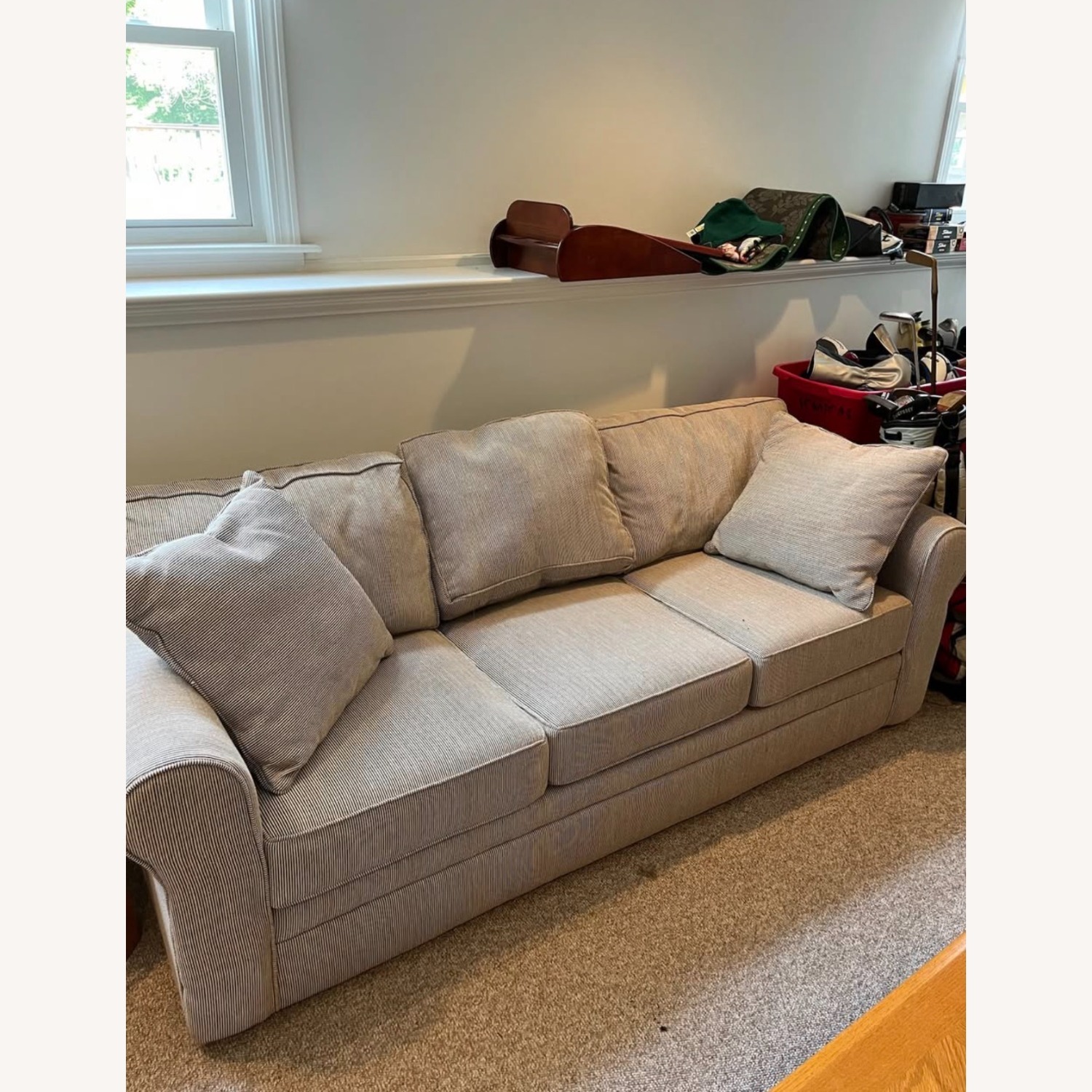 Light Brown Fabric Sleeper Sofa - image-1