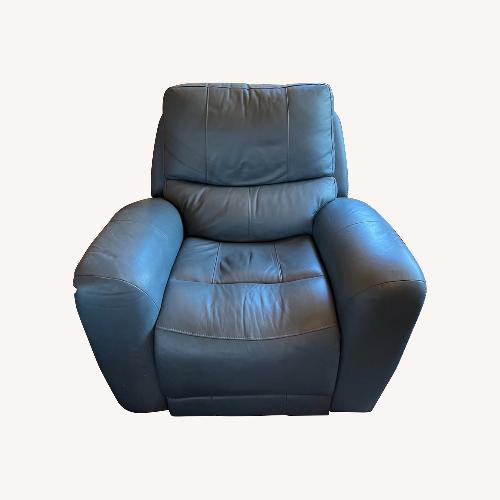 Used Ashley Furniture Blue Leather 1 Seater Sofa for sale on AptDeco