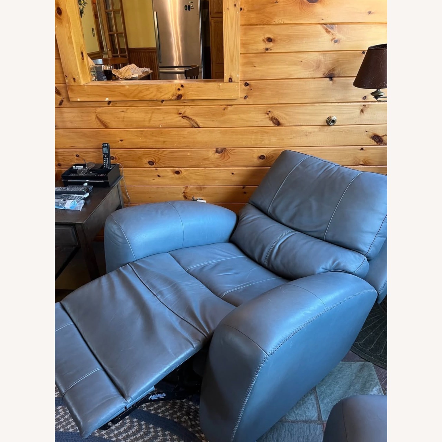 Ashley Furniture Blue Leather 1 Seater Sofa - image-2