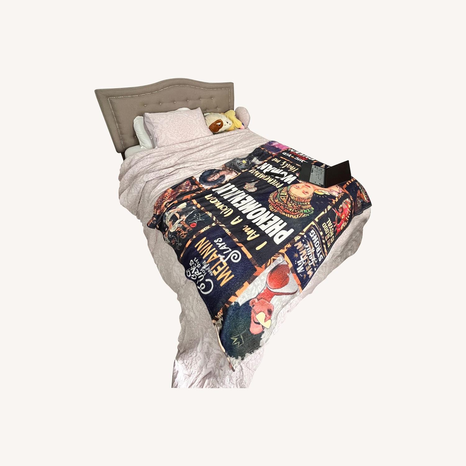 Light Brown Fabric Full Bed - image-0