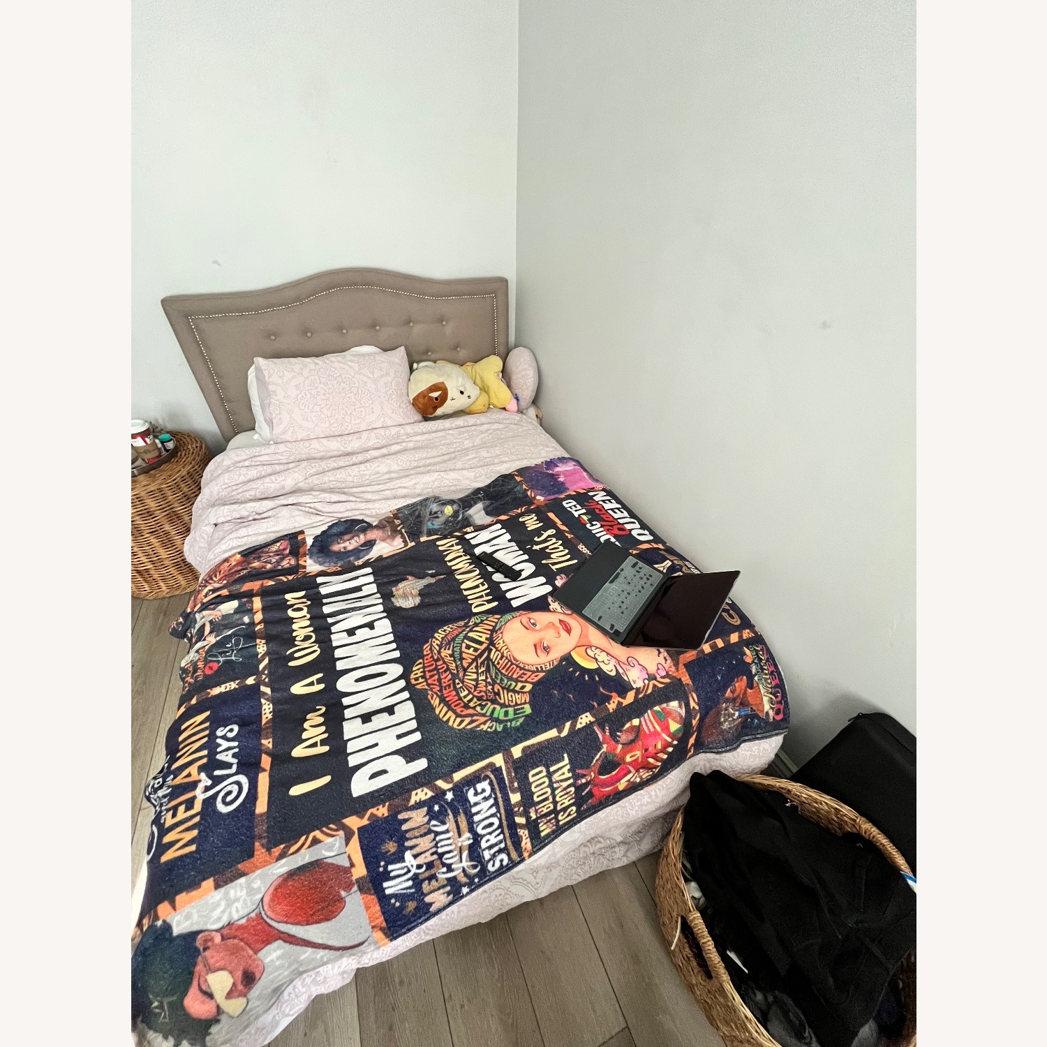 Light Brown Fabric Full Bed - image-3