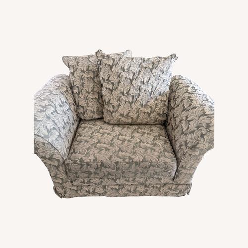 Used Green Brocade Fabric Chair and a Half for sale on AptDeco