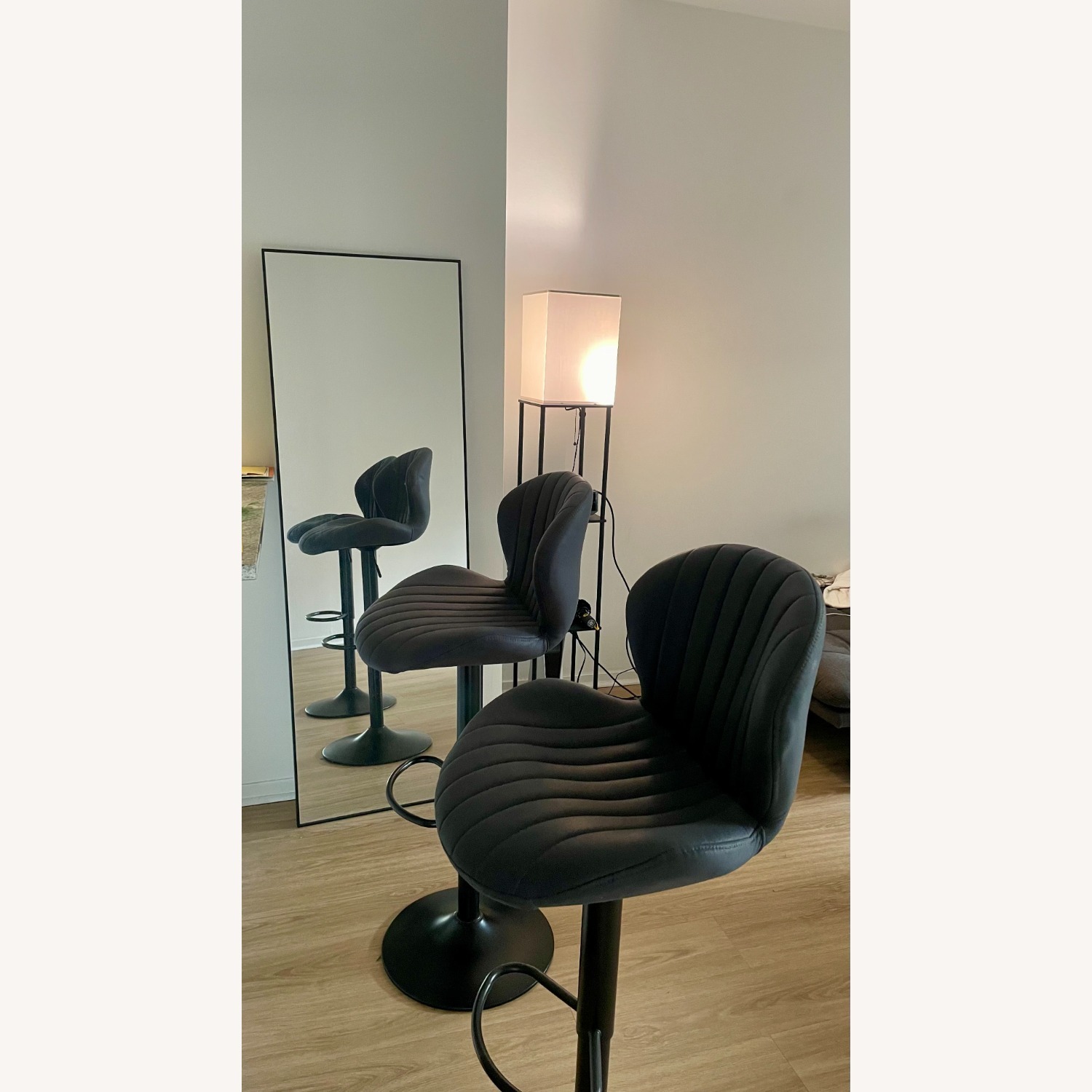 Amazon Dark Gray Faux Leather Stools - image-2