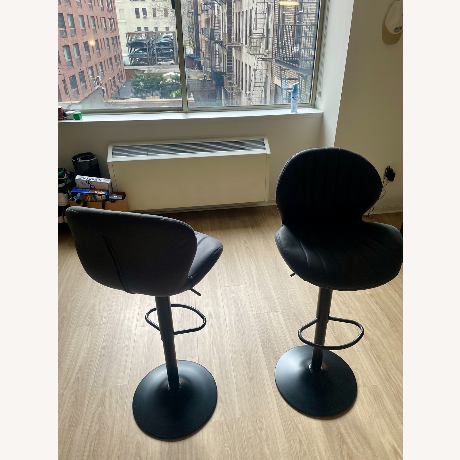 Amazon Dark Gray Faux Leather Stools - image-4