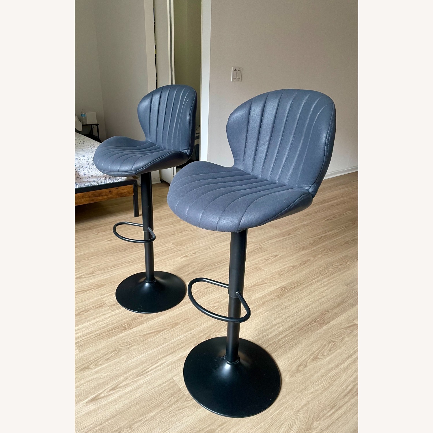 Amazon Dark Gray Faux Leather Stools - image-1