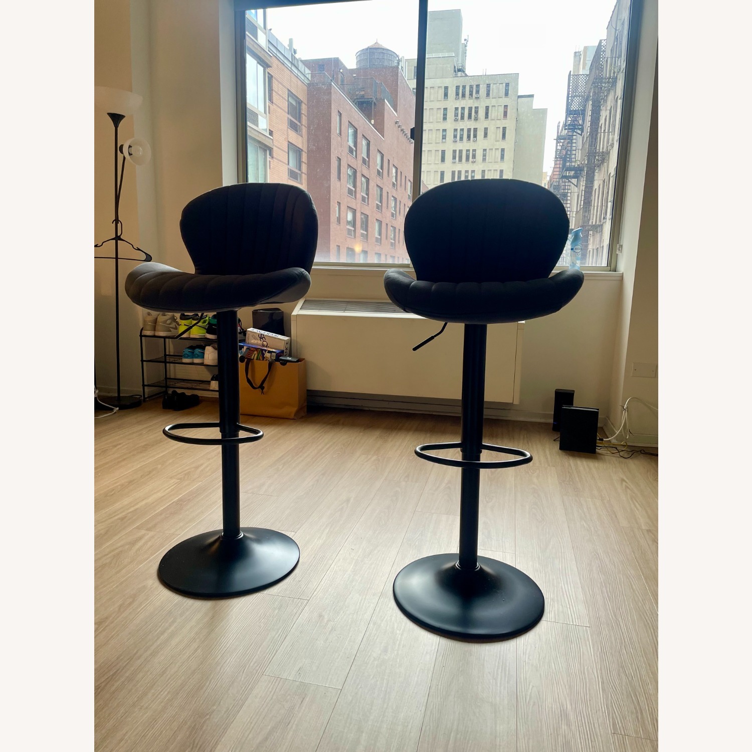 Amazon Dark Gray Faux Leather Stools - image-3