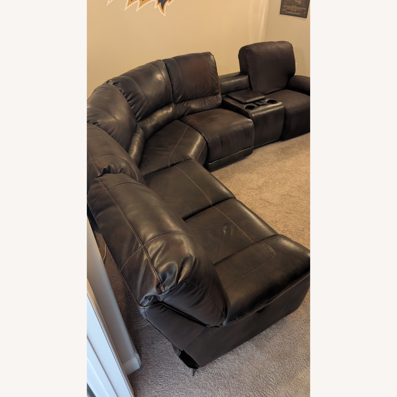 Reclining Media Sectional W Console - image-3