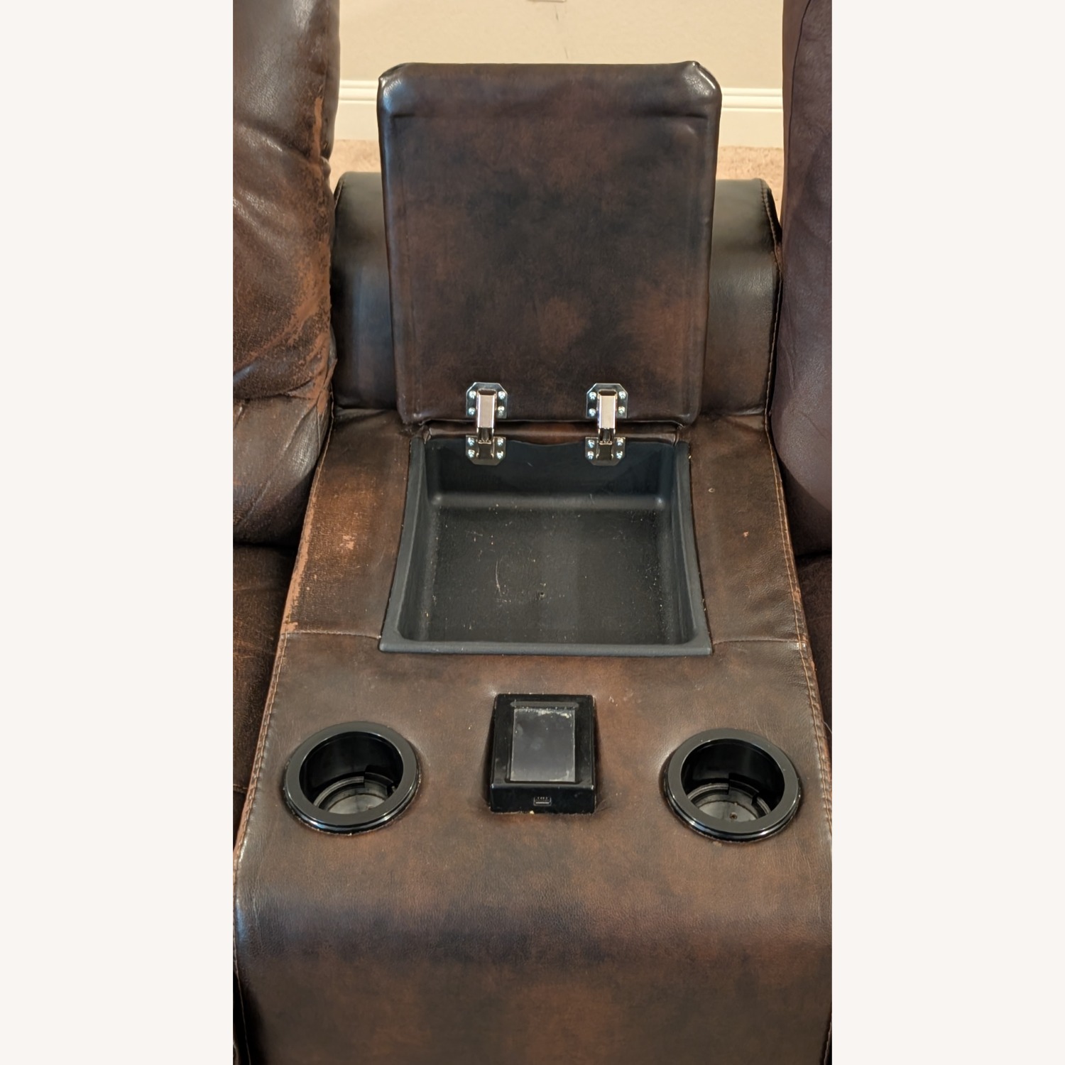 Reclining Media Sectional W Console - image-7