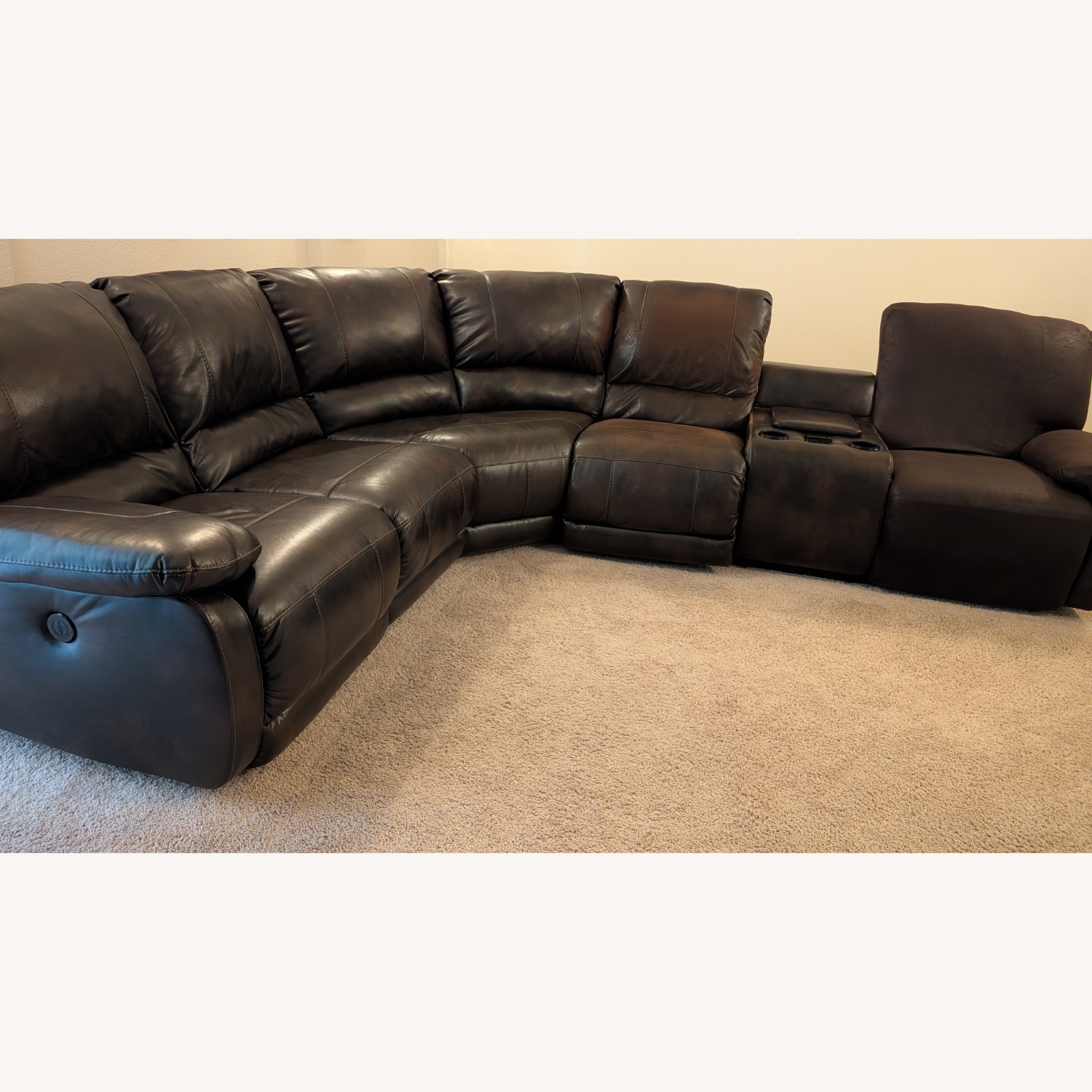Reclining Media Sectional W Console - image-1