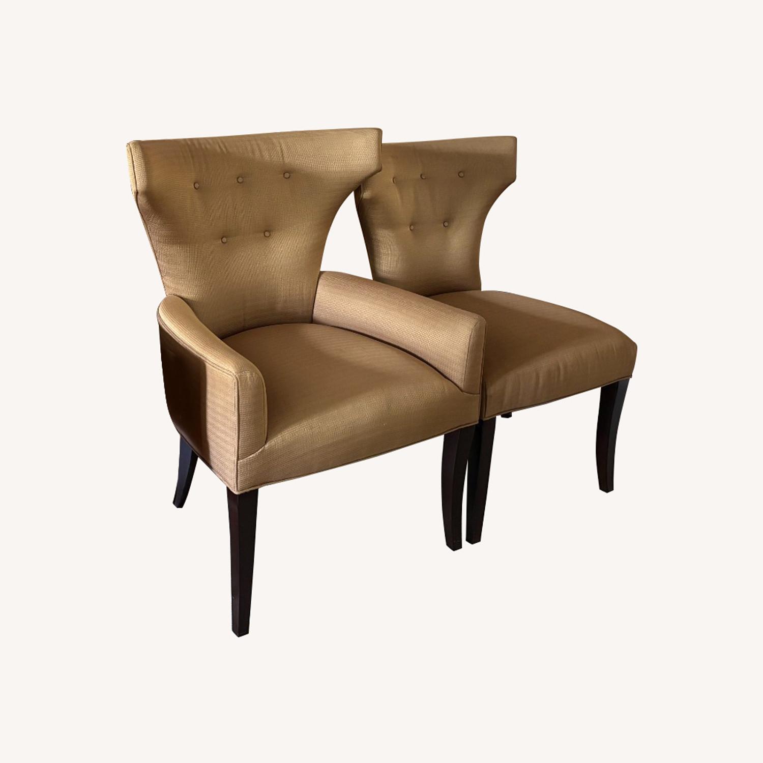Lewis Mittman Gold Fabric Dining Chairs - image-0