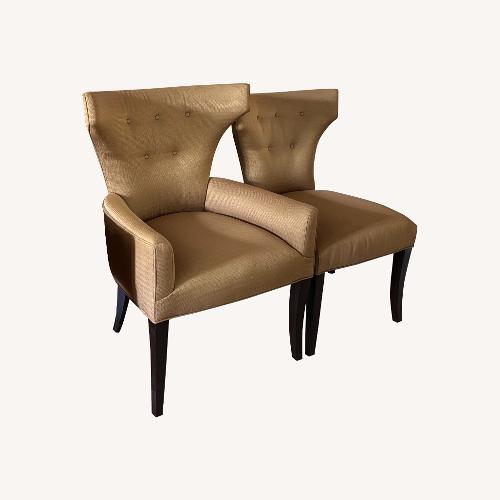 Used Lewis Mittman Gold Fabric Dining Chairs for sale on AptDeco