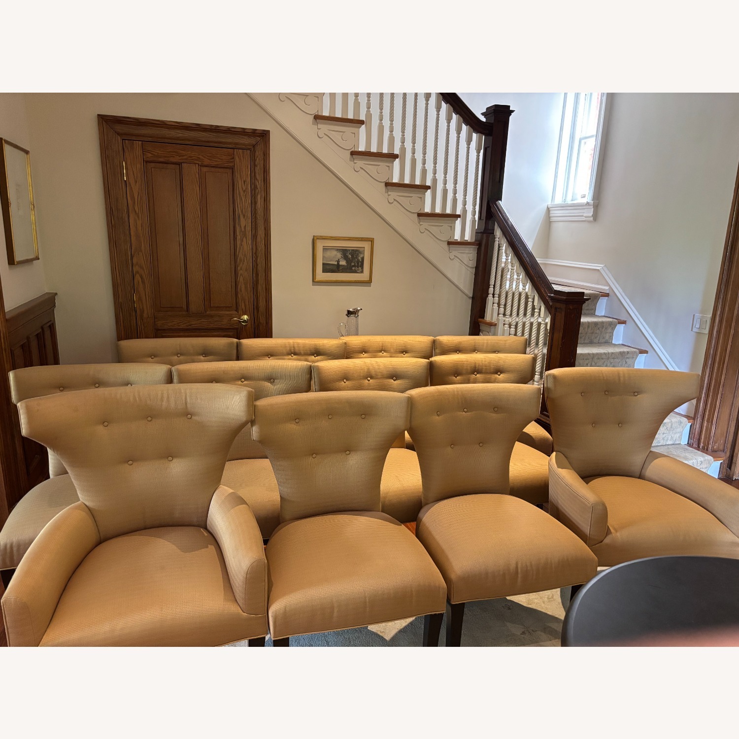 Lewis Mittman Gold Fabric Dining Chairs - image-4