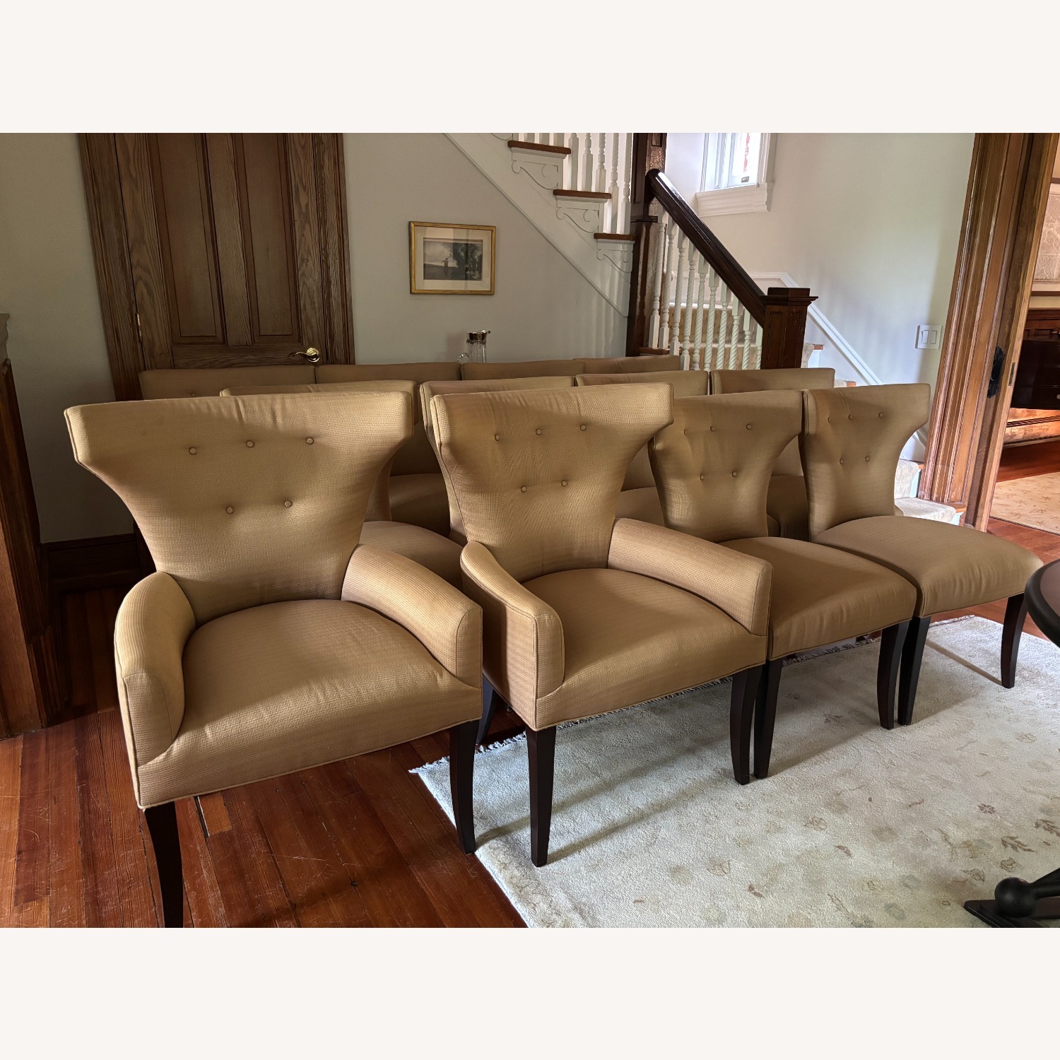 Lewis Mittman Gold Fabric Dining Chairs - image-2