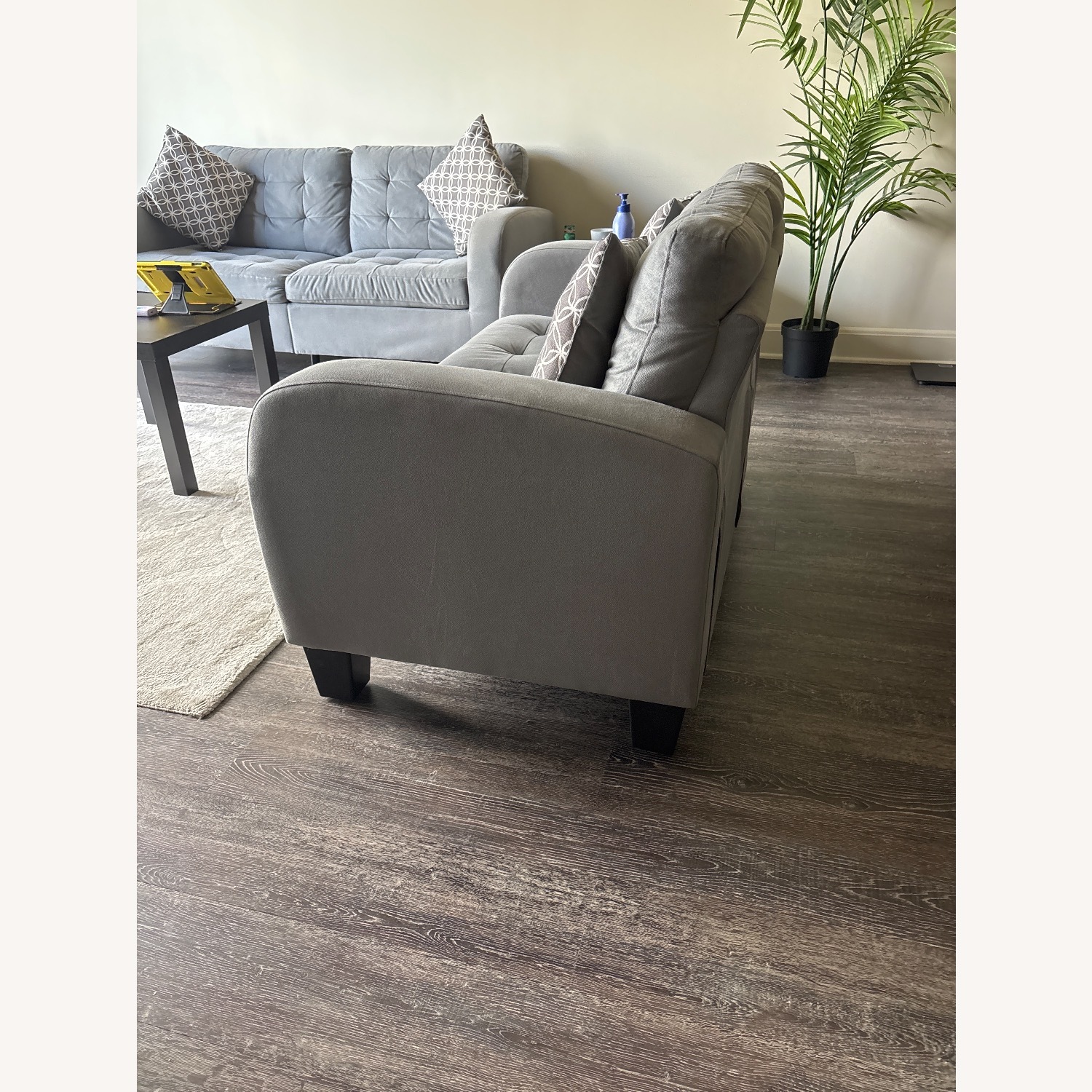 Light Gray Fabric 2 Seater Sofa - image-3