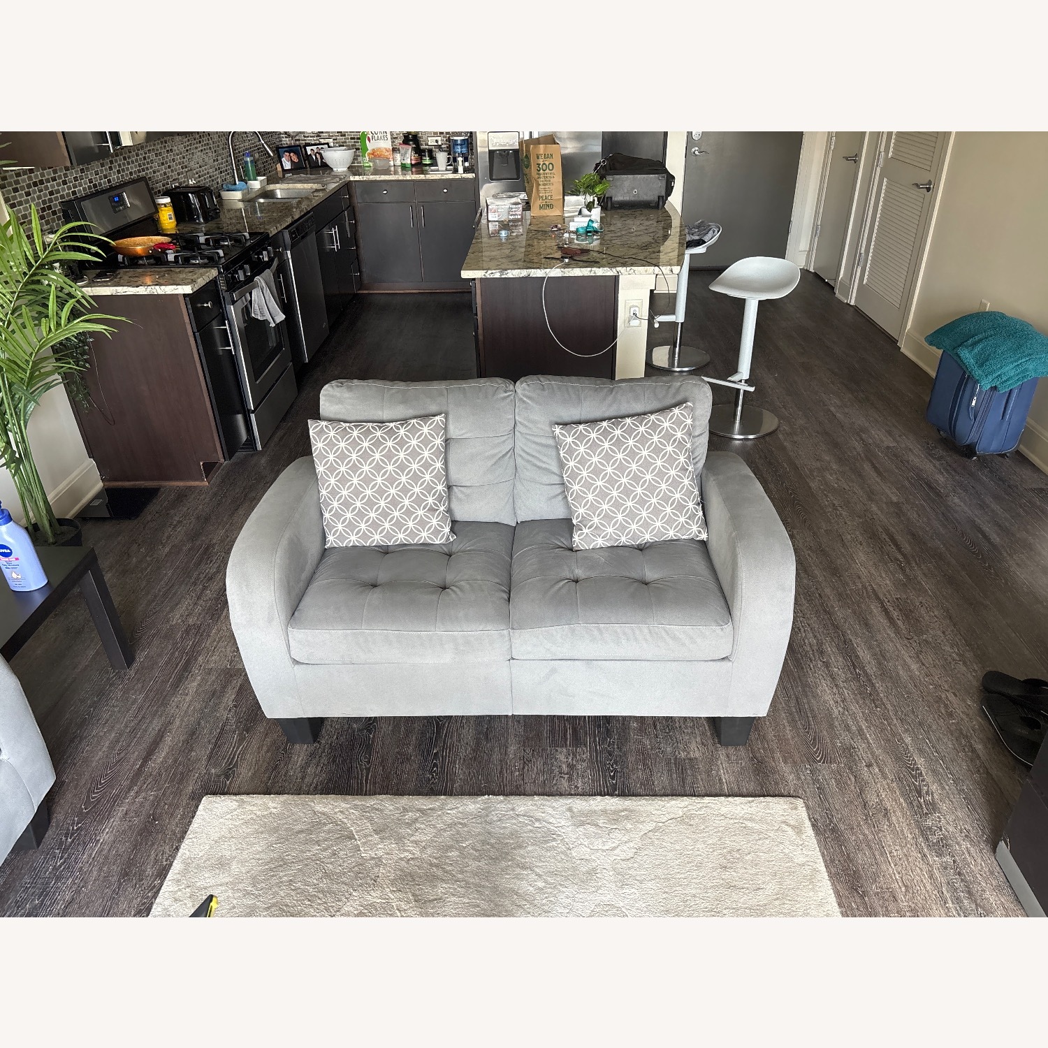 Light Gray Fabric 2 Seater Sofa - image-2