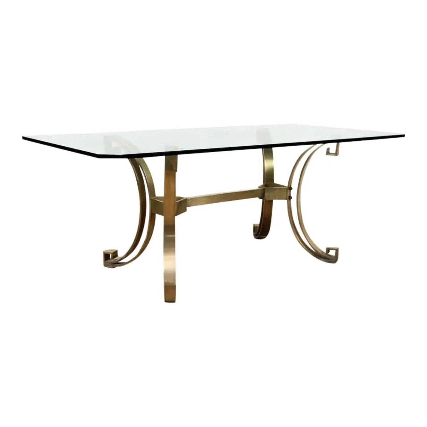 1970s Hollywood Bronze & Glass Dining Table - image-1