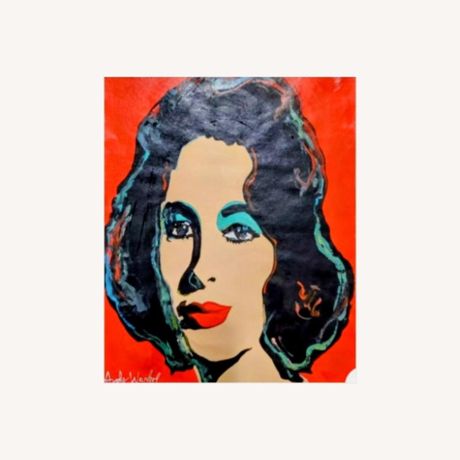 Vintage Andy Warhol Painting Elizabeth Taylor Red - image-0