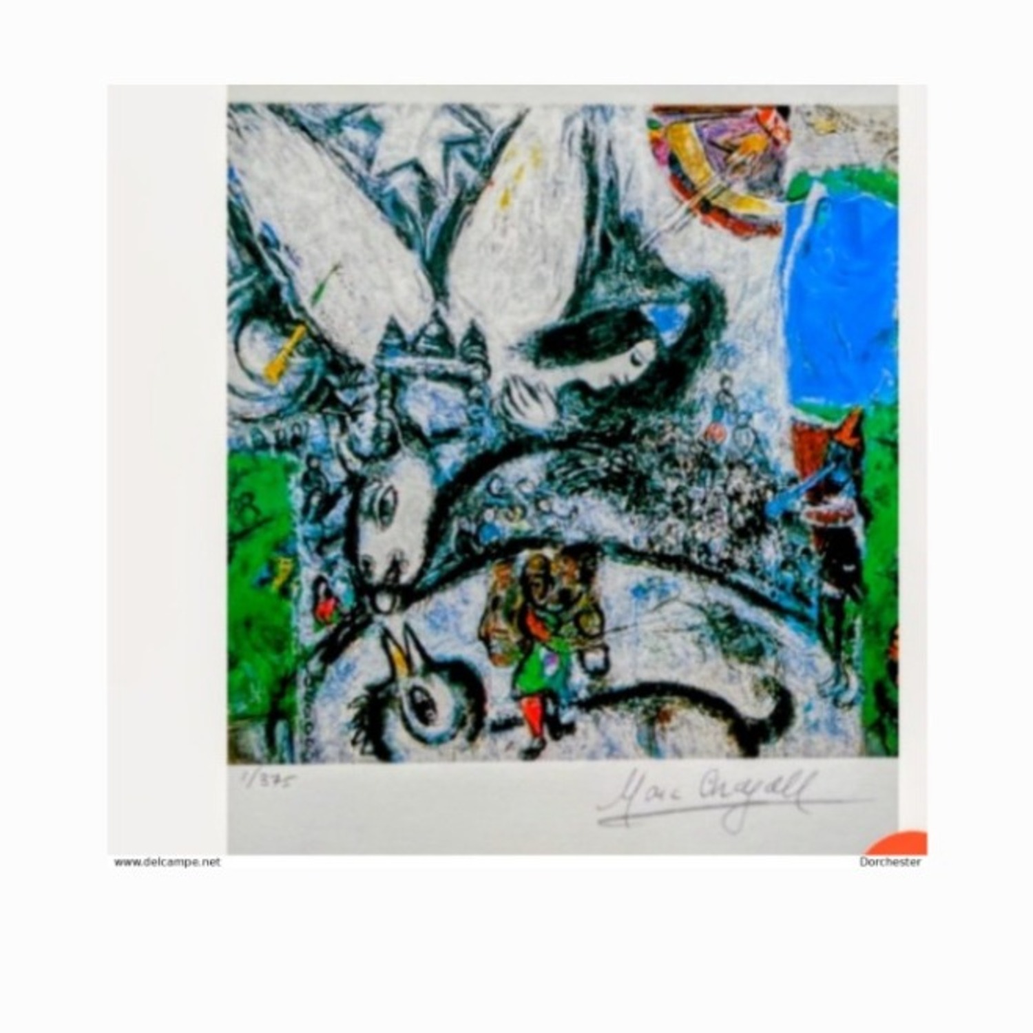 Vintage Marc Chagall Circus Signed Embossed Stamp - image-3