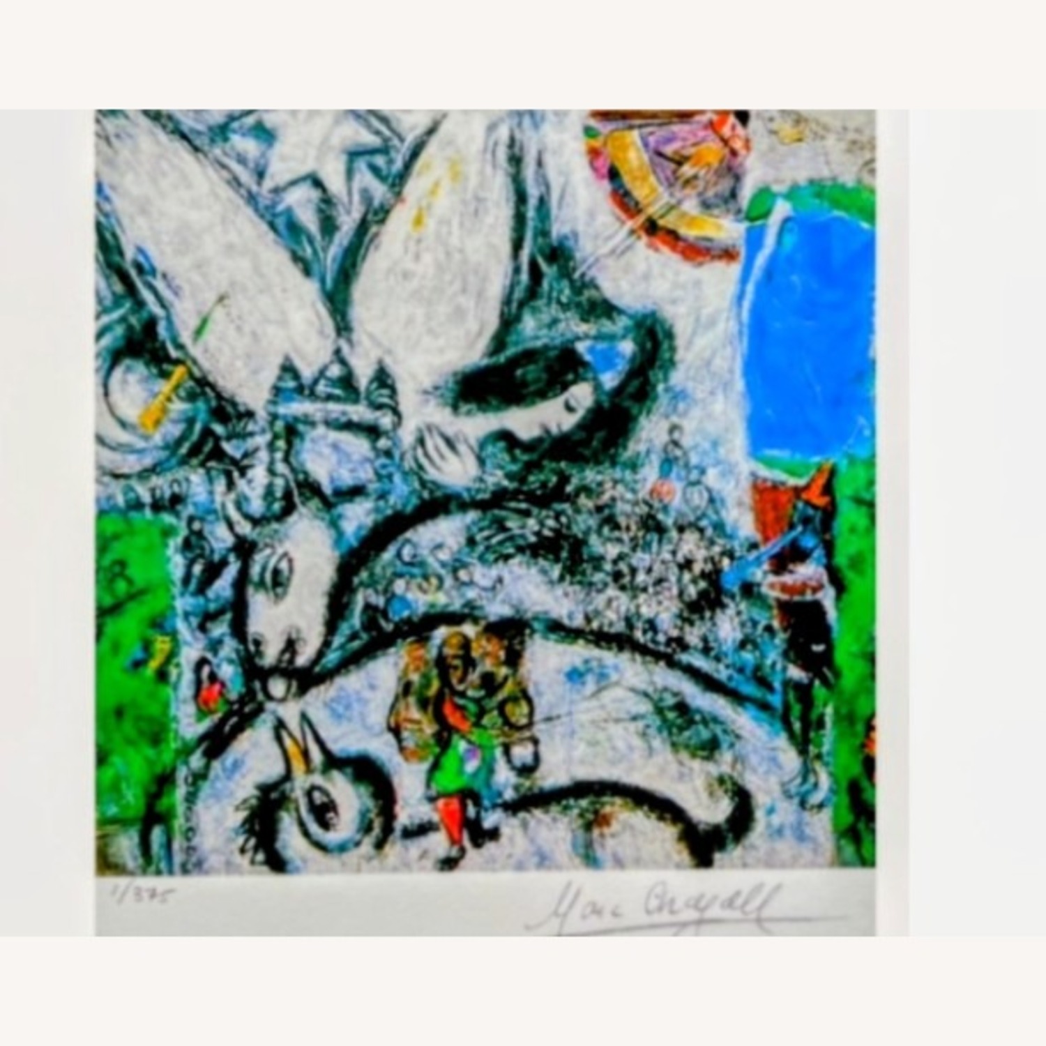 Vintage Marc Chagall Circus Signed Embossed Stamp - image-1