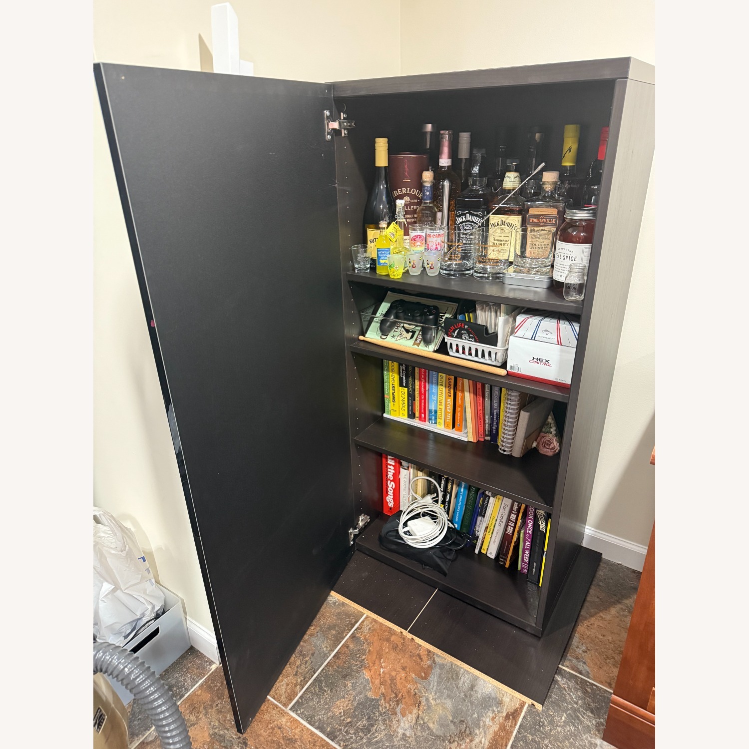 Vintage/Antique Finds Black Glass Bookcase - image-3