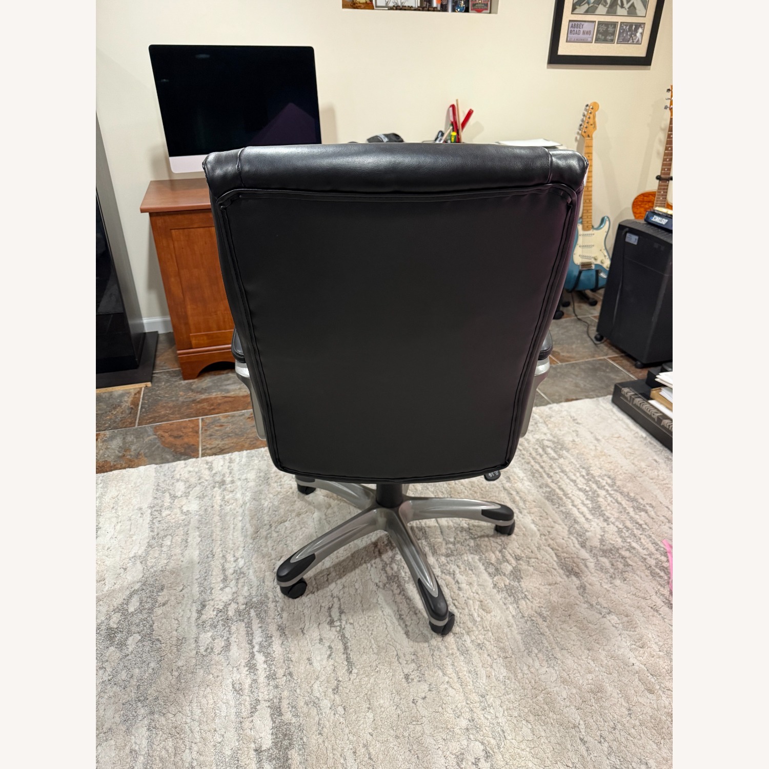 Amazon Black Faux Leather Office Chair - image-5