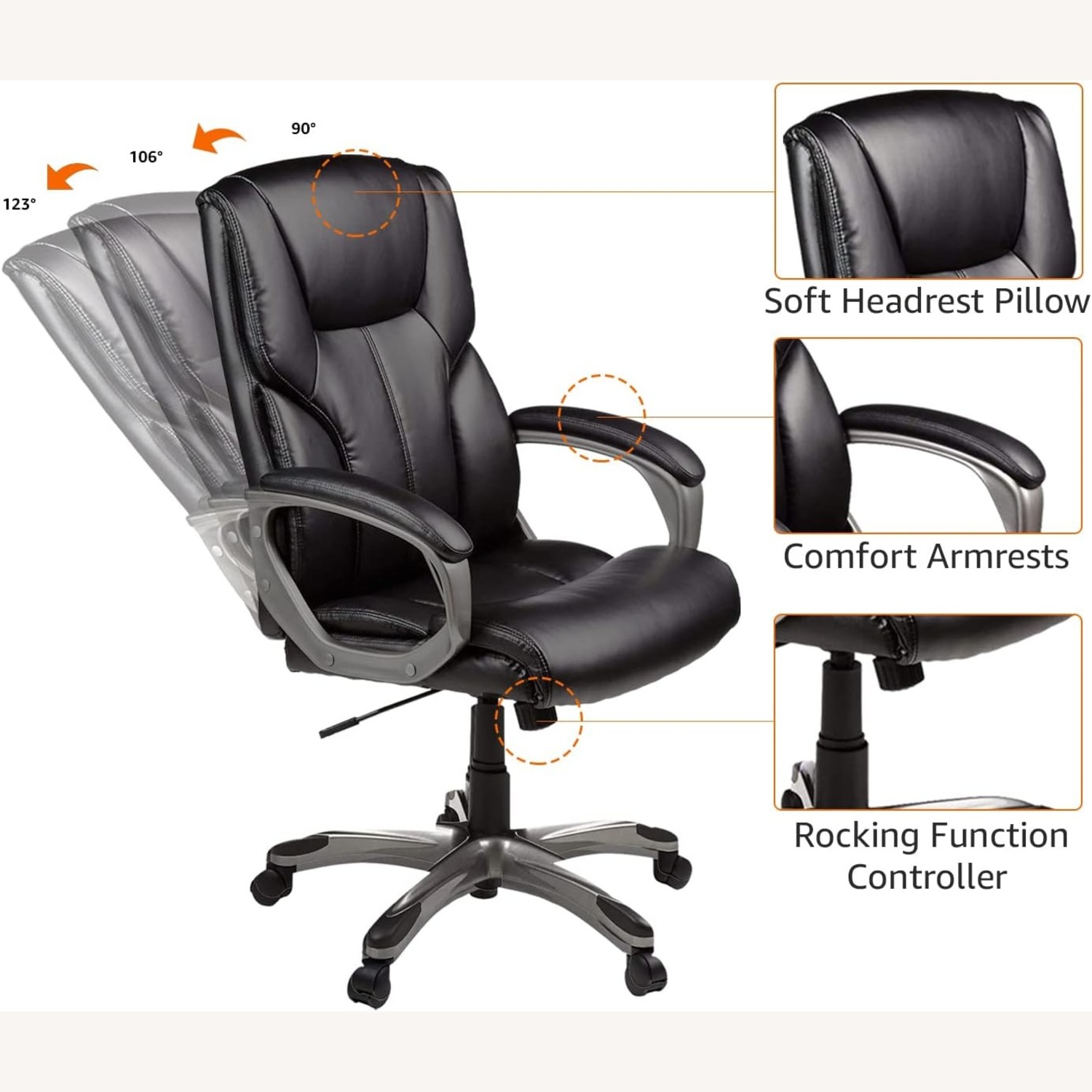 Amazon Black Faux Leather Office Chair - image-3