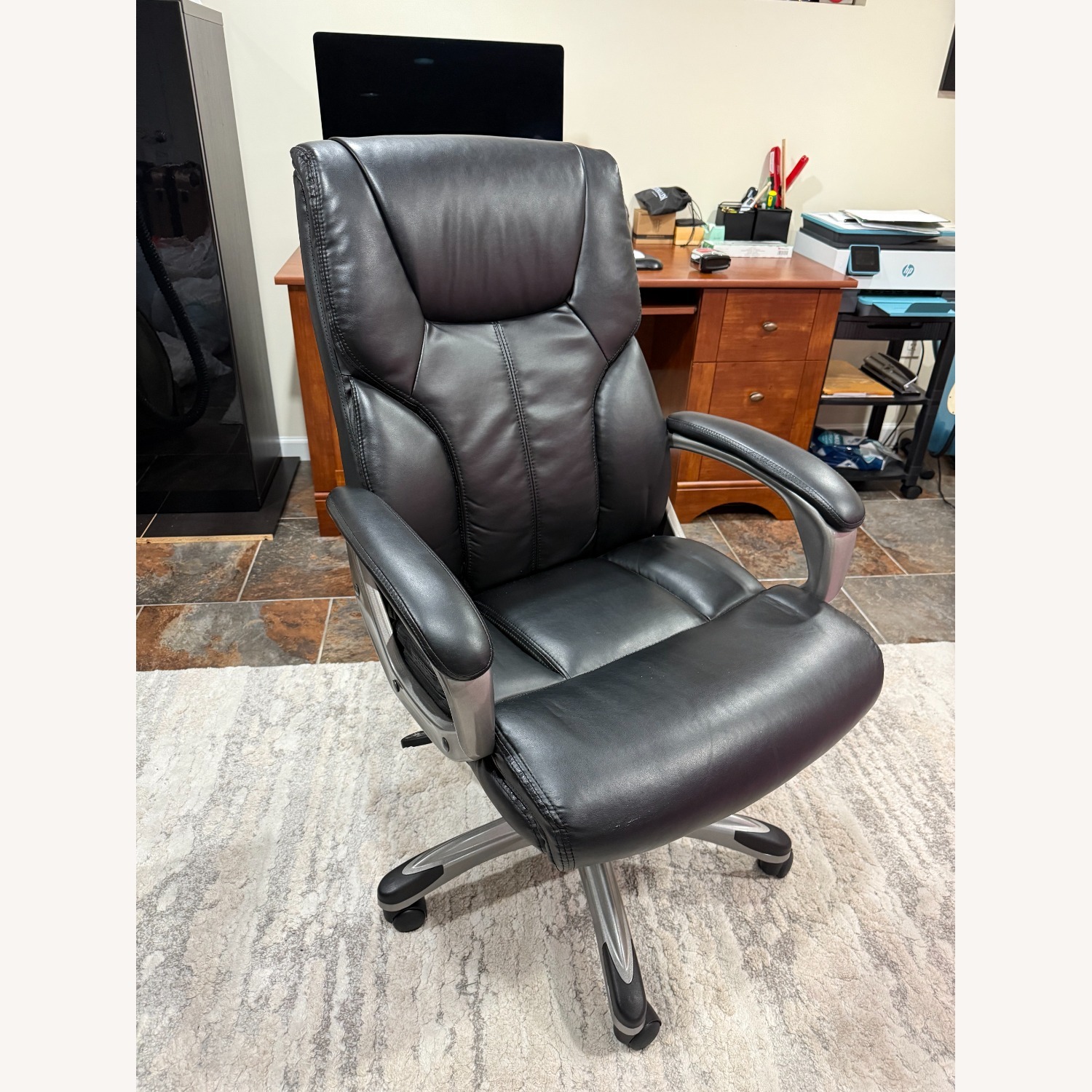 Amazon Black Faux Leather Office Chair - image-6