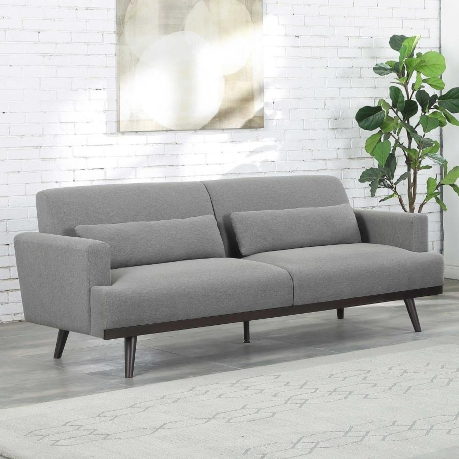 Mid-Century Style Sofa In Sharkskin Upholstery - image-9