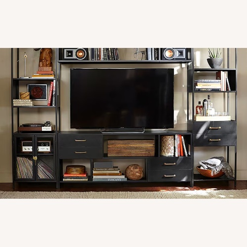 Used Pottery Barn Wilson Black Metal Media Storage for sale on AptDeco