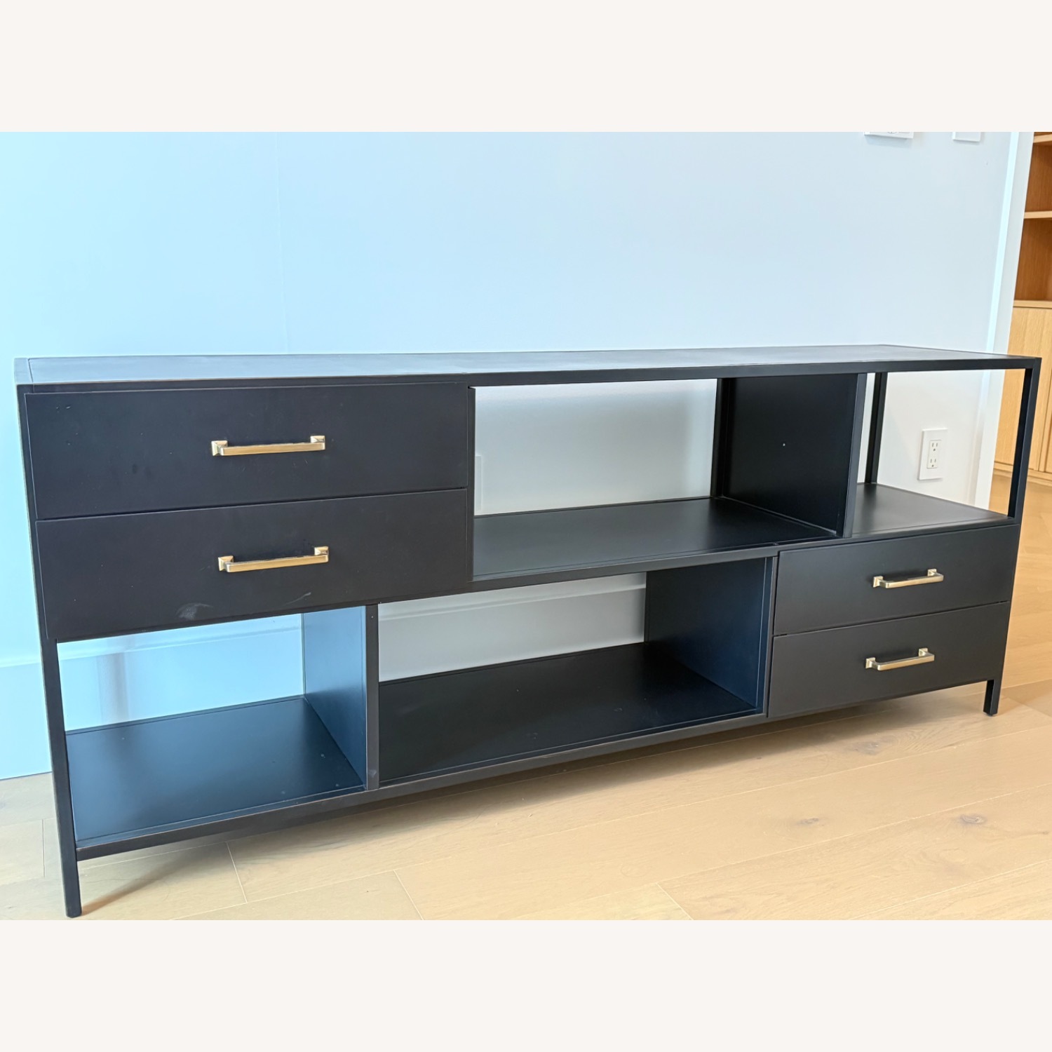 Pottery Barn Wilson Black Metal Media Storage - image-1