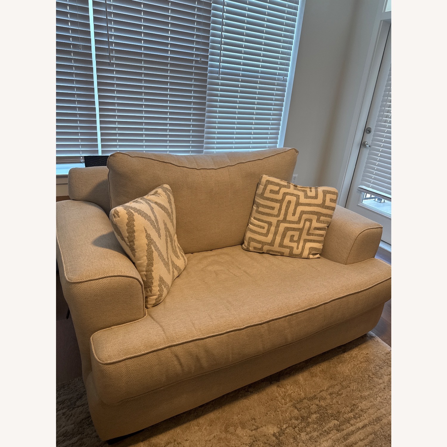 Raymour & Flanigan Marissa Chenille Natural Fabric Loveseat - image-2