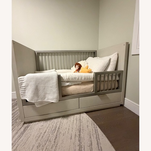 Used Restoration Hardware Clio Shagreen Crib Toddler Bed Kit for sale on AptDeco