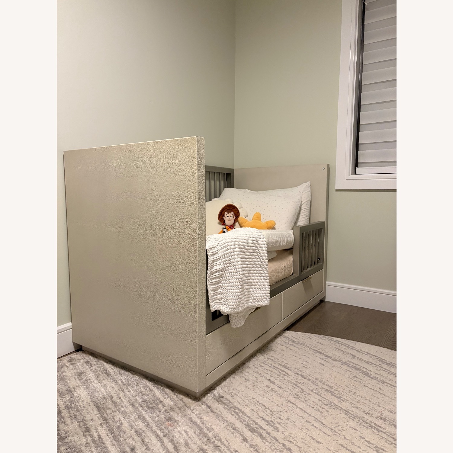 Restoration Hardware Clio Shagreen Crib Toddler Bed Kit - image-5
