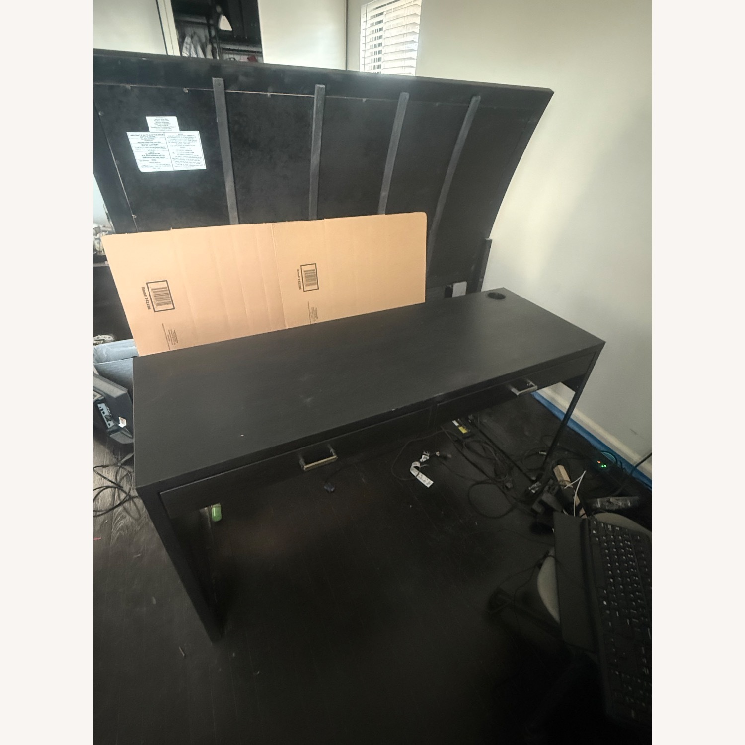 Ebern Designs Modern Writing Desk with 2 Drawers - image-3