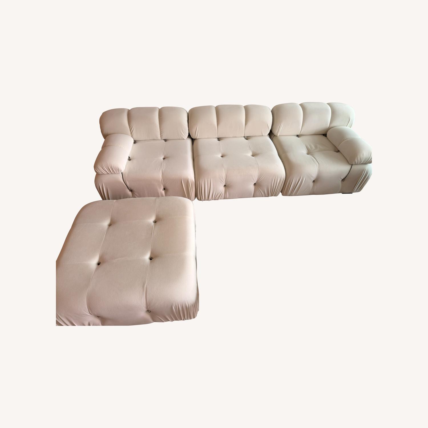 Einari White Velvet 3+ Piece Sectional - image-0