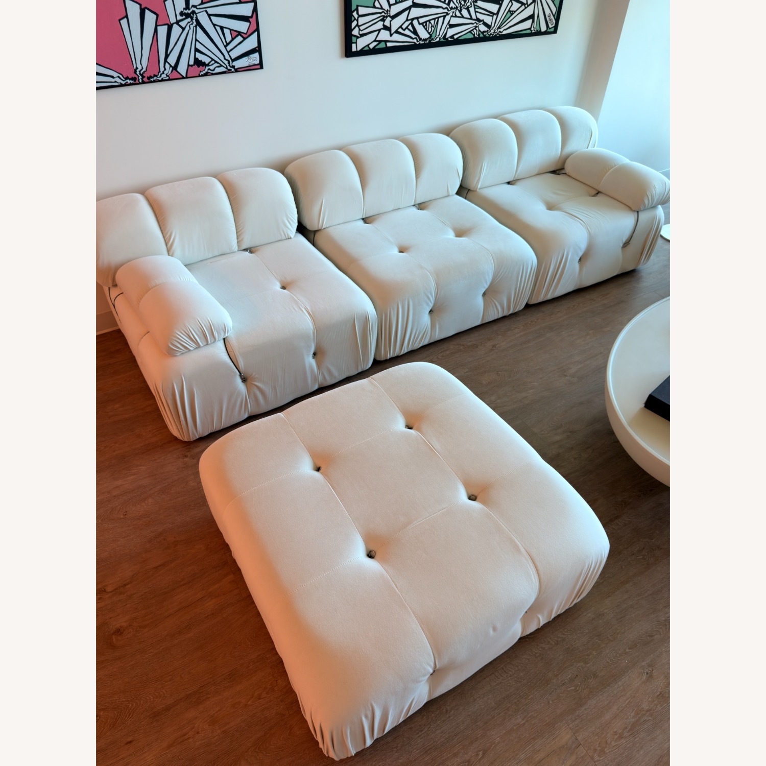 Einari White Velvet 3+ Piece Sectional - image-5