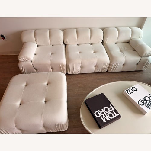 Used Einari White Velvet 3+ Piece Sectional for sale on AptDeco