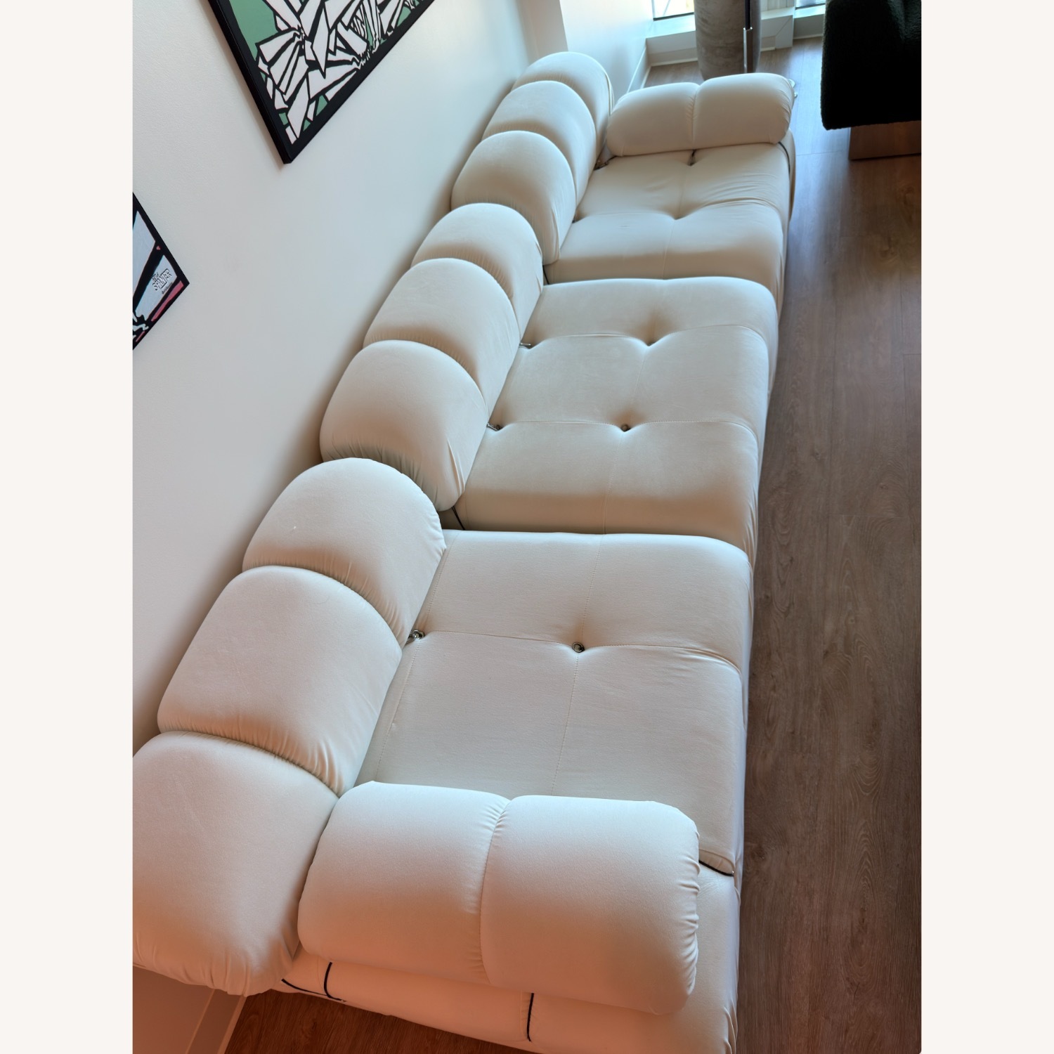 Einari White Velvet 3+ Piece Sectional - image-3
