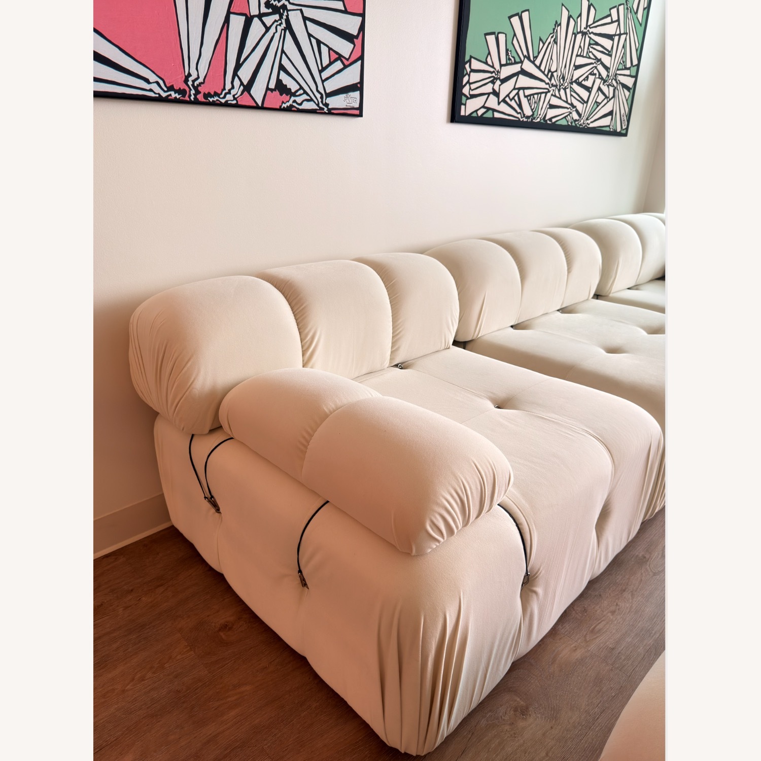 Einari White Velvet 3+ Piece Sectional - image-2